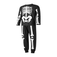 Frobukio Halloween Porodica koja odgovara pidžamima za odrasle dječje skelet skeleta s dugim rukavima na dugim rukavima Spremne odjeće crni tata-3xl