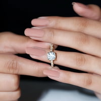 Jewels Rosec 3. CT u obliku jastuka u obliku moissanita zaručnički prsten za žene s barom Set bočni