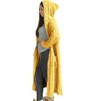 FANXING Clearsance ženski dugi rukav otvoren prednji pleteni kardigani džemperi s kapuljačom dugih kaputa
