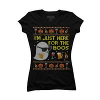 Smiješno ovdje za boos ružni džemper za Halloween Juniors Black Graphic TEE - Dizajn od strane ljudi