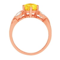 1. CT sjajan okrugli rez prirodni citrinski 14K ružičasto zlato Tromjenski prsten s 7,75