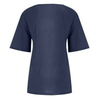 Ženska majica Plus Veličina Grafički tees Kratki rukav O vrat Prevelizirani majica Summer Casual Tops Dark Blue XXL