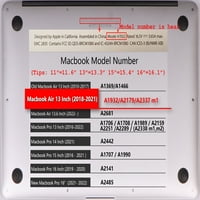 Kaishek Hard Case samo za MacBook Air 13 s mrežnim ekranom i ID-om dodirom USB tip-c + crni poklopac
