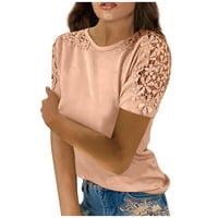 Žene Ljetne majice kratkih rukava O vrat Dressy Care Ležerne prilike Bluze, Bež XL