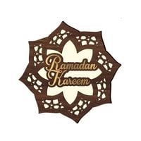 Sdjma Drveni ukras sa LED svjetlima Ramadan Kareem ukras mjesečev zvjezdani oblik fenjernog oblika Ornament za ramazan Mubarak Eid ukrase