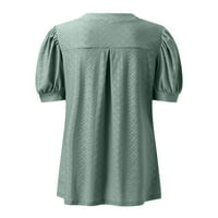 Majice za žene za žene kratki rukav majica Žene Žene Ležerne prilike Letnje V izrez Solid Bool Hollow