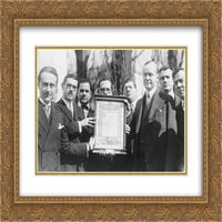 Italijanska republikanska liga N.Y. predstavlja predsjednika Colidgea s originalnim pergamentom Lincolna's Gettysburg Adresa Dvostruki matted zlatni ukrade