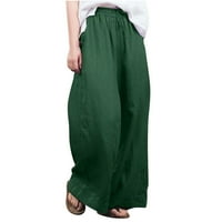 Teretne pantalone za čišćenje žena ispod 20 dolara, labave pamučne posteljine široke noge hlače atletik kapris za ženu Radni zeleni veličine 4