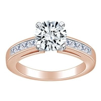 Okrugli i princezoni oblik bijelog dijamantskog zaručničkog prstena za uključivanje u 14K čvrstog ruža