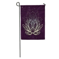 Lotus cvijet zamršen linearni crtež na zvjezdanoj nignet neba za zastavu za zastavu na bašti za zastavu