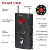 Bežični detektor objektiva za objektiv kamere CC308 + radio talasni signal Otkrivanje kamere WiFi RF Tracker GSM tragač
