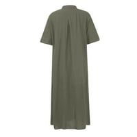 Umitay Maxi haljina Ženska povremena pamučna posteljina od pune boje labave temperament kratka košulja haljina