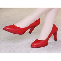 Lacyhop Womenske pumpe šiljaste nožne cipele za cipele sa visokom potpeticama haljina casual lagana kancelarijska obuća modna klizanja na crvenom 4,5