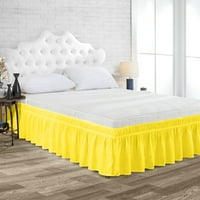 Omotajte oko kreveta suknja Žuta kraljevska veličina skrojena kap, mekani dvostruki čestirani hotelski suknji od mikrovlakana luksuz, jednostavan za brigu o bora i blijedi otpor
