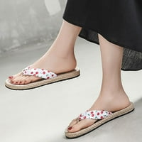 Modne proljetne i ljetne žene papuče slame espadrille voće sandale flop flops plaža ravna dna bijela