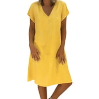 DrpGunly haljine za žene ummer stil feminino vestido majica pamuk casual plus veličina dame haljina ljetne haljine obrubljene žuti m