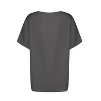 Apepal ženske ljetne košulje Ležerne prilike V-izrez s kratkim rukavima Dugme za kratki rukav dolje Lagani pulover vrhovi sivi xl