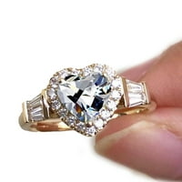 Mairbeon Vjenčani prsten prekrasan elektroplativ retro poklon Zlatni ljubavni srčani Rhinestone prsten
