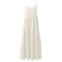 Bazyrey haljine za ženske plažne špagettie remen sandress SOLID bez rukava haljina maxi haljina bijela