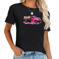 Ženski retro cvjetni kamion uvijek ostaje skromni i k trendi grafički majica za žene - udoban vrh kratkih rukava