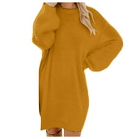 Haljine za žene Žene Zimski džemper Knit Turtleneck Topla Džep dugih rukava Mini džemper haljina
