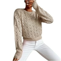 TKLPEHG Fall džemperi za žene Solid Coloras Lootni fit bluza Okrugli izrez Žene dugi rukavi Duks duks
