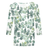 Ženske vrhove rukave casual bluza cvjetne dame Ljetni tunic vrhovi posada modni zeleni 2xl
