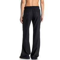 TAWOP posteljine hlače za žene Ljeto Žene Capri hlače za ljetne hlače za žene Ljetni modni ženski ljetni casual labavi pamuk i posteljina džepa čvrste pantalone crna 10