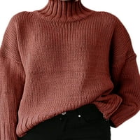 Cindysus dame džemper kornjača za vrat Jumper vrhovi pulover na papiru koktel zimski topli pleteni džemperi crveni 2xl