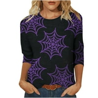 FESTIVAL SLEEVE vrhovi okrugli vrat Halloween Bat Spider Net Print Comun Casual Comfy pulover Majice