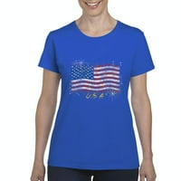 Normalno je dosadno - Ženska majica kratki rukav, do žena Veličina 3xl - Američki zastava SAD-a u zlatu