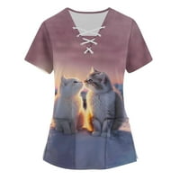Ženske vrhove kratkih rukava radna odjeća za bluze Grafički otisci Dame Modni V-izrez ljeto srebro 2xl