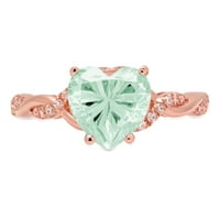 2.1ct srce zeleni simulirani dijamant 18k ružičasti ružičasto graviranje izveštaja za bridalnu godišnjicu angažman vjenčani prsten veličine 6