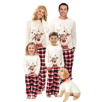 Božićni obiteljski set Pajamas, Xmas s dugim rukavima pisma za ispis majica sa plaženim hlačama sanjačka