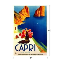 Capri vintage ilustracija Travel Art Deco Vintage Francuska Zidna umjetnost Nouveau francuska reklama