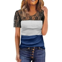 Žene Ljetni trendy čipke Crochet Majice kratkih rukava Slim Fit Ribded Pulover Top Dression Bluuse Tunike