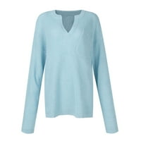 Cuhas Cardigan džemperi za žene dugih rukava Plit košulje V Vrat Plišani džemper Čvrsta boja jesen ženski modni vrhovi plavi