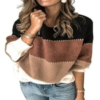 Niveer žene u boji bloge natrag na vratu Džemper s dugim rukavima, ležerni labavi pleteni pulover Jumper