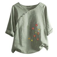 IOPQO grafički tinejdžeri za žene Women Plus size cvjetni tisak za tisak pola rukava Vintage bluza TOP