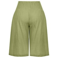 Capreze Capri pantalone za žene Lose Capris Palazzo Wide noga Pant Summer Casual Solid Boja Baggy Crose pantalone za fluorescentno zeleno xl