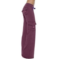 Feterrnal ženska modna ženska nožna rastezljiva mekana džepa joga hlače casual labave hlače