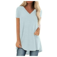 Ženske vrhove Cleariance s kratkim rukavima Ženska duga majica kratkih rukava majica prevelike vrhove Velike veličine Ljeto V-izrez Casual Bluse Casual Basic Tee Tunic Tops