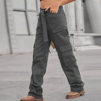 Yuwull široke traperice za žene, žene čvrste hlače hipi panker pantalone Streetwear Jogger džepni labavi