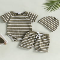 Franhais Baby Boys Summer Joper Set Striped Striped kombinezon za kratki rukav i elastični povremeni