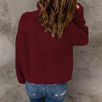 Dukseri za žene Žene Ležerne u trendu elegantnim puloverskim bluzama s dugim rukavima V-izrez Crveni XXL