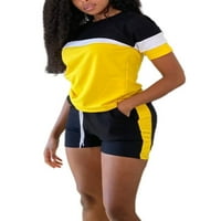 Luxplum dame trenerke Crew vrat jogger set SPLICED dva odjeća udobni lounge setovi jogging duweatsuits žuti 2xl