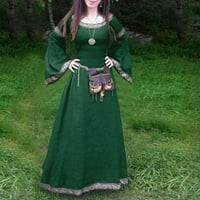 Haljina haljina žene vintage retro gotičke dugih rukava s dugim rukavima duga zelena s