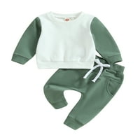 Suantret Toddler Baby Boys Outfits Kontrastna boja Duge rukave Duks s dugim rukavima Elastične hlače