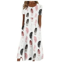 Ženska labava Fit Comfy Pocket Maxi Haljina za čišćenje Trendi cvjetni ispisani Dressy ljetni kratki