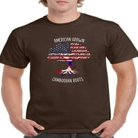 Američki odrasli Kambodijski korijeni majica-majica -Martprints dizajni, muški xx-veliki